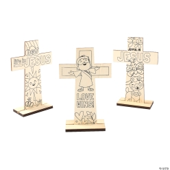 CYO Religious Easter Wood Cross Stand-Ups-12Pk